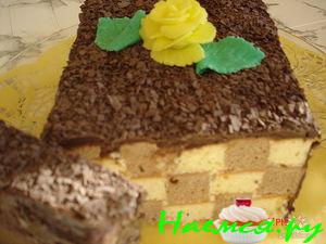 "Шахматный торт" (пропитанный кремом)