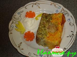 Овощная запеканка с куриной колбаской Овощная запеканка с куриной колбаской