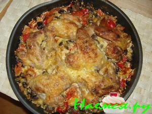 Курочка с овощами и грибами