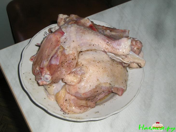 Курица с фруктами в банке