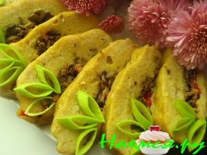 Рыбный рулет-суфле с перечно-грибной начинкой Рыбный рулет-суфле с перечно-грибной начинкой