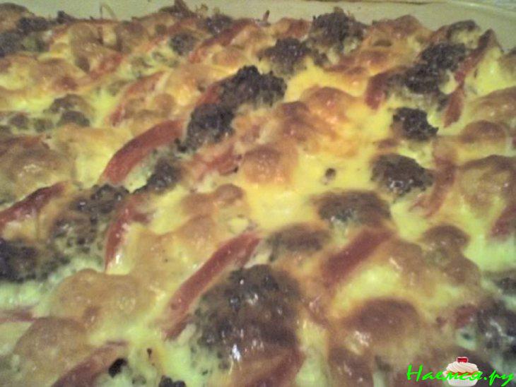 Мясная запеканка с брокколи и цветной капустой