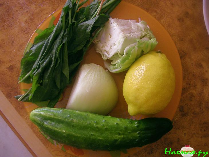 Винегрет со щавелем и свежим огурцом