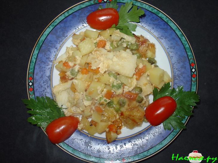 Камбала в овощной грядке