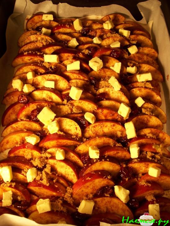 Пирог яблочный с сухой вишней и корицей 