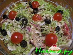 Салат постный с кальмарами