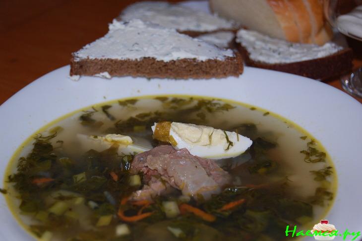 Зеленые щи со шпинатом 