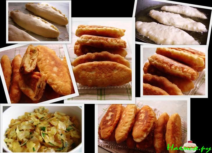 Тесто без яиц (2 варианта) и жареные пирожки с капустой