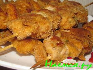 Куриные шашлычки в "шубе"
