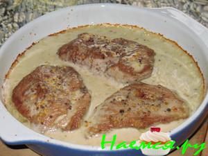 Свиные медальоны в сырно-горчичном соусе