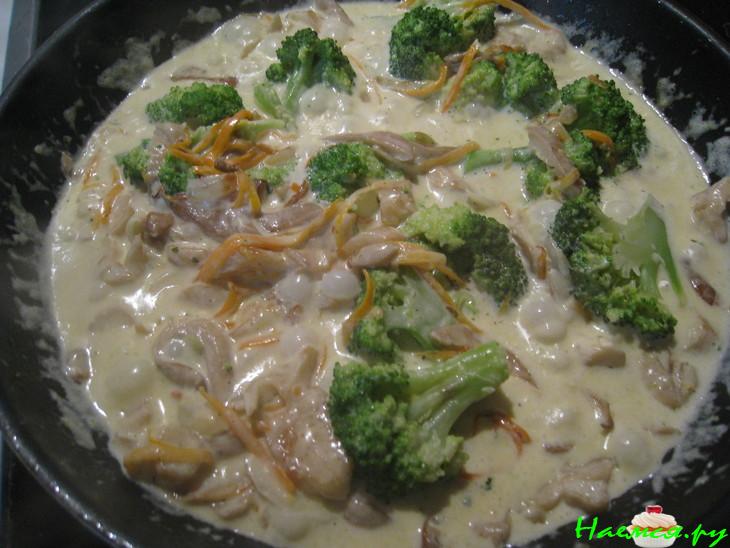 Спагетти и брокколи и грибами