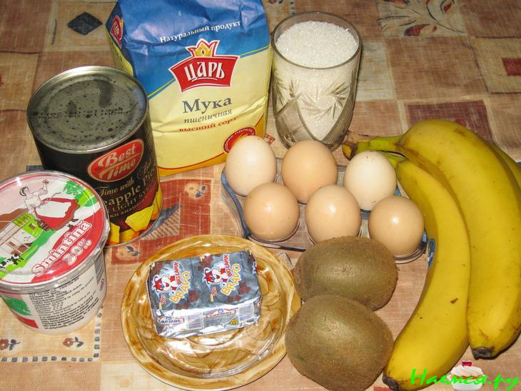 Торт бисквитный с творожным кремом