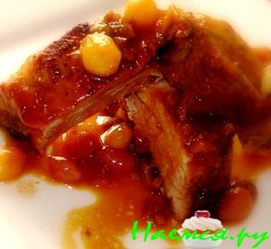 Запечённые свиные рёбрышки с соусом Запечённые свиные рёбрышки с соусом