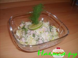 Салат из сельдерея с ананасом и ветчиной