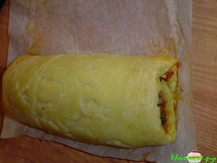 Постный картофельный рулет с грибами и овощами Постный картофельный рулет с грибами и овощами