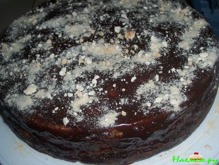 Бисквитная шарлотка в шоколадной глазури