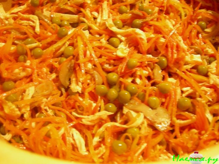 Салат "Юбилейный" с курицей и шампиньонами