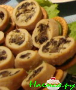 Канапе из фаршированных кальмаров