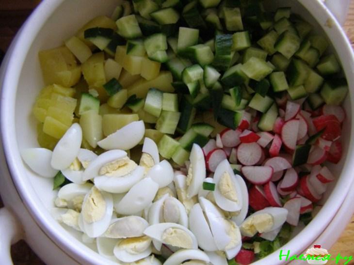 Окрошка из лосося