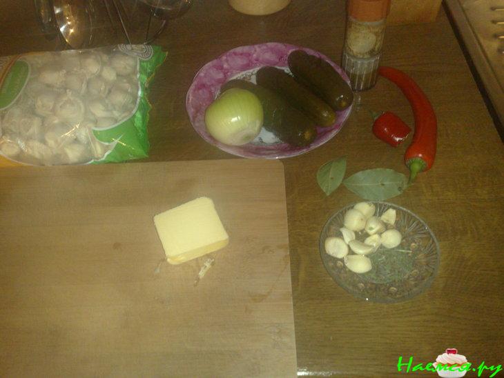 Супчик с пельменями на скорую руку