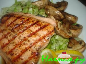Семга гриль + грибы