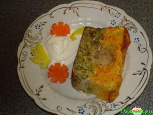 Овощная запеканка с куриной колбаской