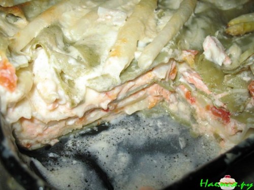 Лазанья с лососем и спаржей