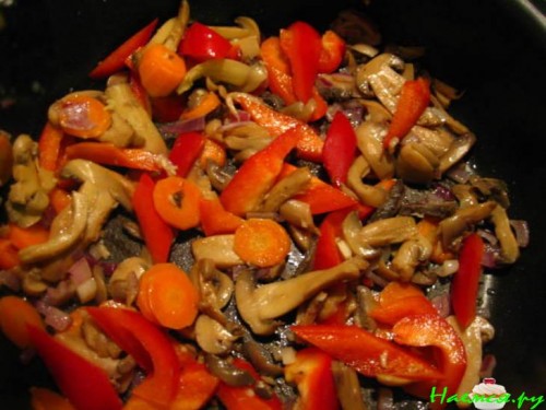 Свинина по-китайски с овощами и шампиньонами