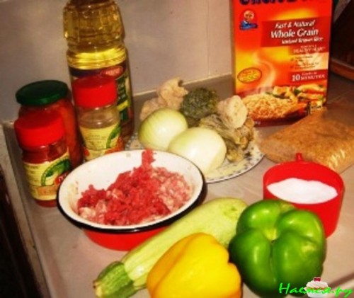 Овощное рагу с рубленным мясом