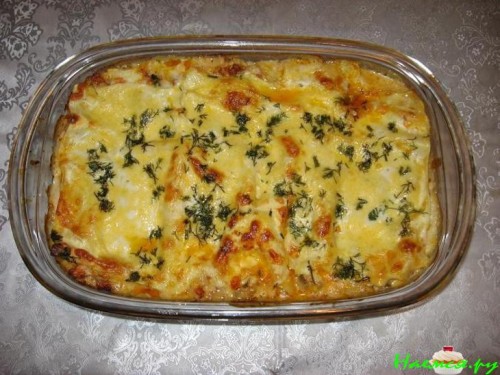 Лазанья с томатом и белым вином