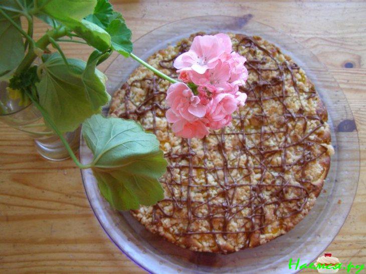 Персиковый пирог / Ванильный соус