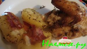 Курочка в гнездышке - курица в чесночном креме с картофелем в лимонном соке Курочка в гнездышке - курица в чесночном креме с картофелем в лимонном соке