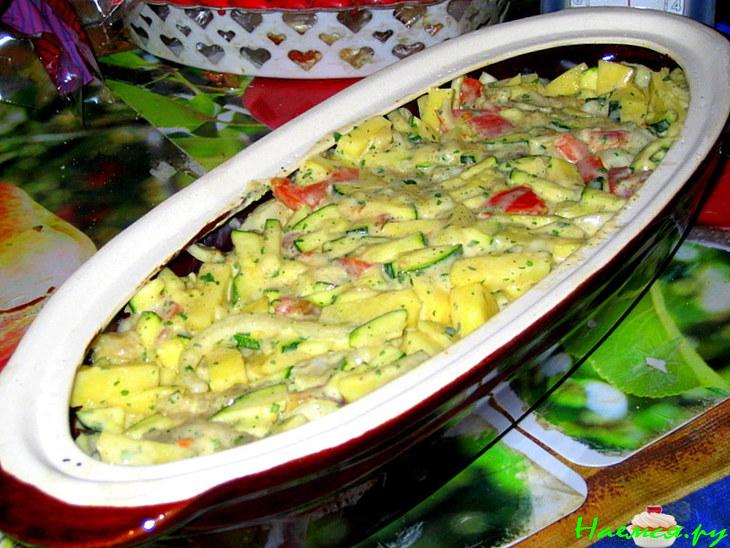 Рыбка с овощами (филе окуня)