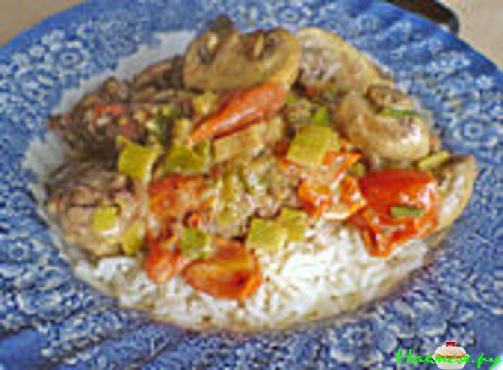 Индюшачья печень с грибами Индюшачья печень с грибами