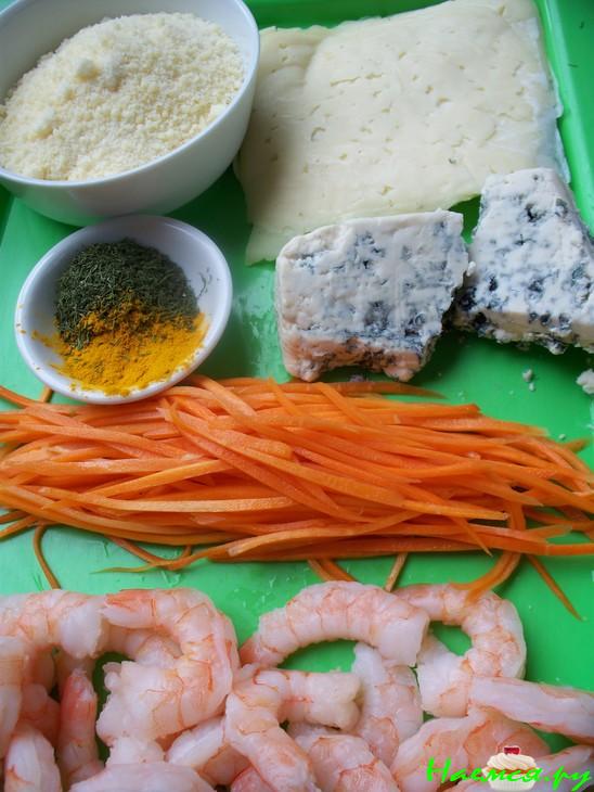 Роллы из теста фила с креветками и тремя видами сыра!!