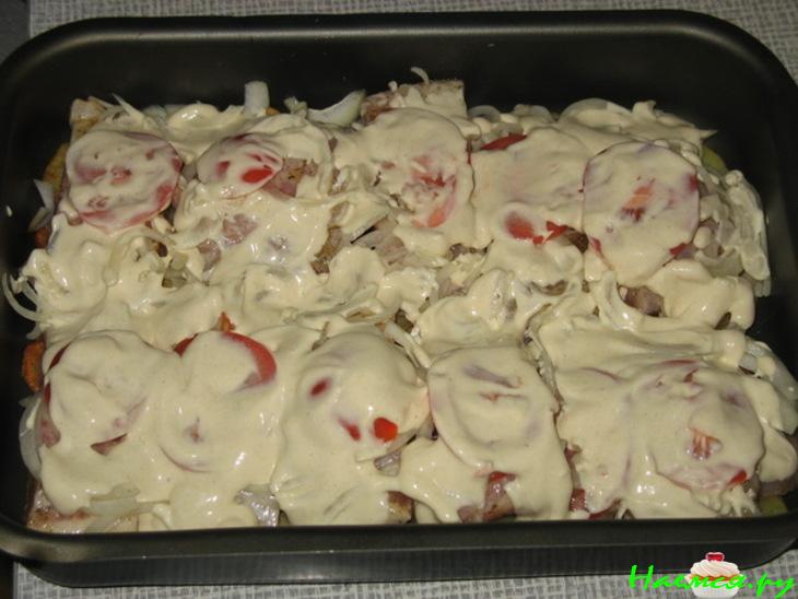 Телапия в шубке с йогуртово-горчичным соусом