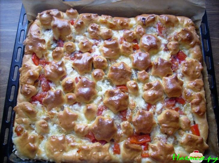 Пирог рыбный с паприкой, помидорами и моцареллой Пирог рыбный с паприкой, помидорами и моцареллой