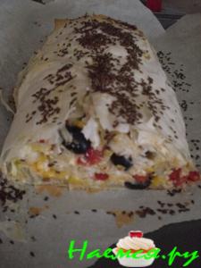 Многослойный рыбный рулет из теста "Фило"