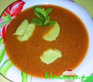 Холодный Гаспачо с кремом из авокадо(один из вариантов Гаспачо) Холодный Гаспачо с кремом из авокадо(один из вариантов Гаспачо)