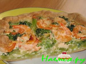 Пирог с креветками и брокколи