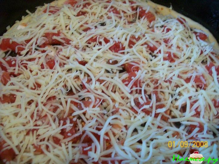 Пицца с куриным мясом и грибами