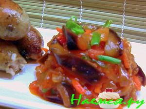 Баклажаны в карамели или необычный гарнир к обычным колбаскам!