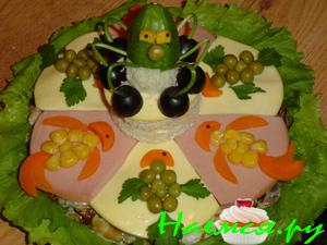 Салат с креветками и шампиньонами "Золотая рыбка" Салат с креветками и шампиньонами "Золотая рыбка"