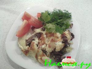 Печенка куриная с картофелем Печенка куриная с картофелем