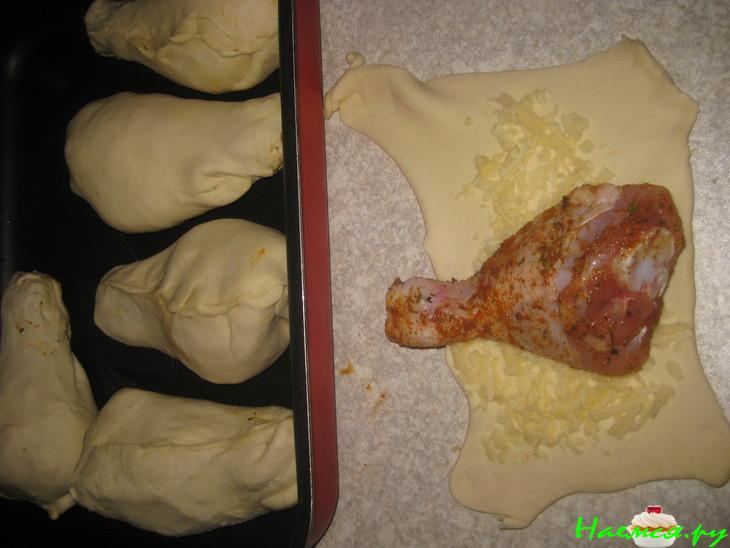 Куриные ножки с сыром в мешочках