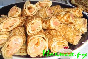 Блинчики заварные с семгой Блинчики заварные с семгой