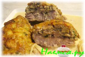 Свиные отбивные с припеком и сливочно-горчичным соусом