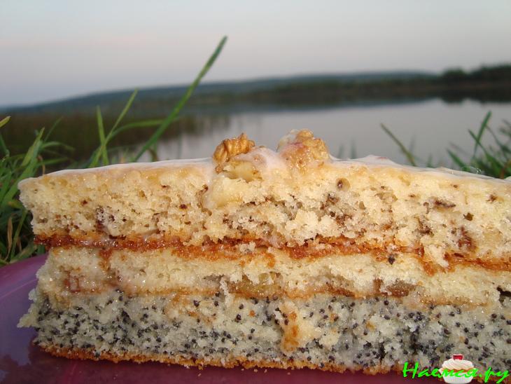 Торт 'Праздничный' с орехами, маком и изюмом Торт 'Праздничный' с орехами, маком и изюмом