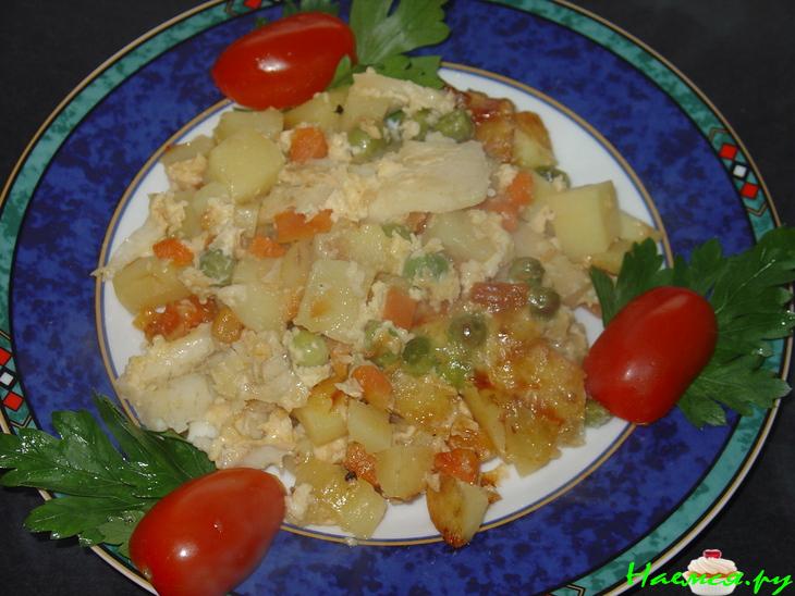 Камбала в овощной грядке