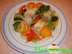 Морской язык запеченный с овощами